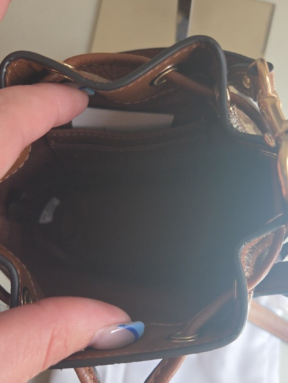 Coach Brown Demsey Signature Canvas Bucket Bag with Multicolor Stripe - Picture 4 of 6
